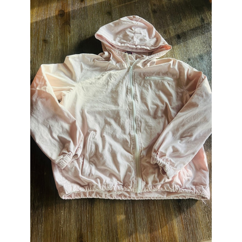 John Galt Brandy Melville Pink Full Zip Hooded Windbreaker Jacket OS
